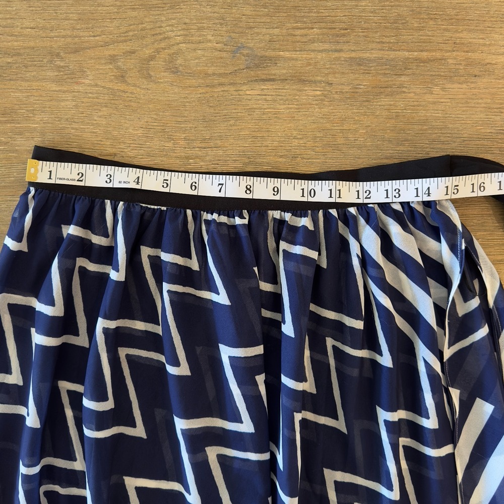 NEW Milly‎ Patchwork Chevron Swimsuit Cover-Up Midi Wrap Skirt-Blue/White-Size S - Picture 8 of 15